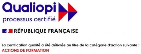 Qualiopi, processus certifié, République française. Certification délivrée au titre des actions de formation